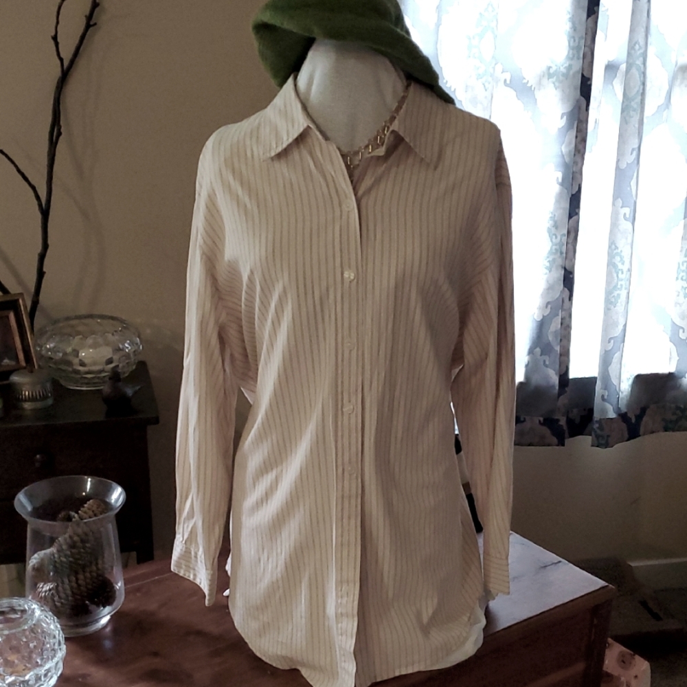 Innivatuion Sport II Striped Cream Button-Up Shirt 16W